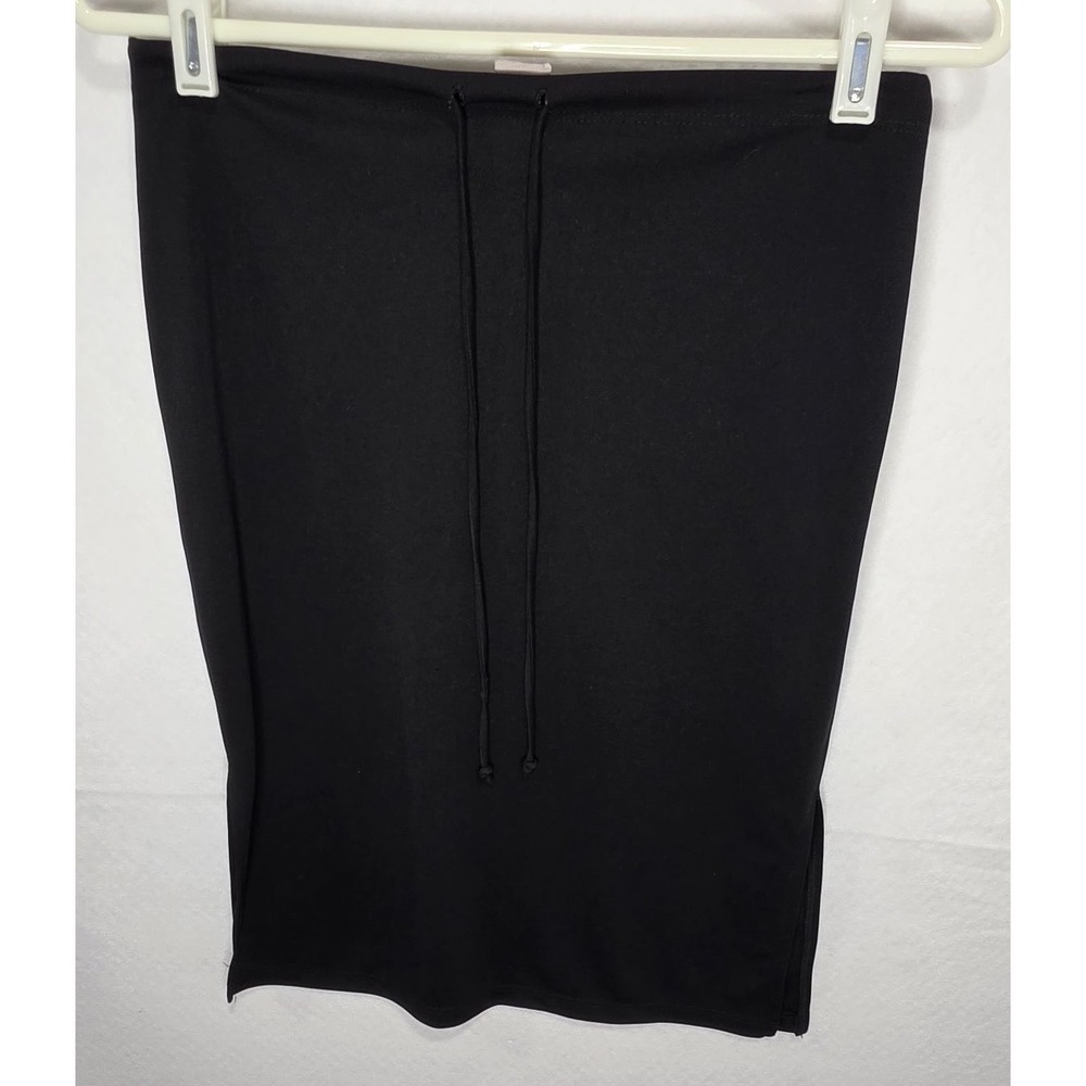 Generation V USA Black Bodycon Midi Skirt Tulip Hem Drawstring Small Made in USA
